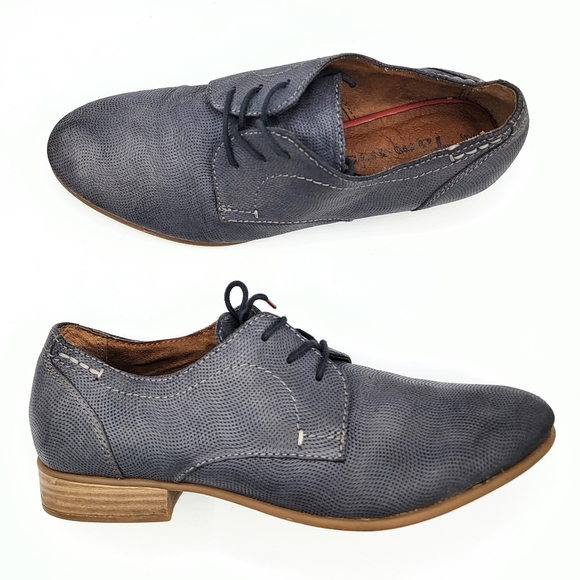 Tamaris Laceup Leather Gray Blue Derby 